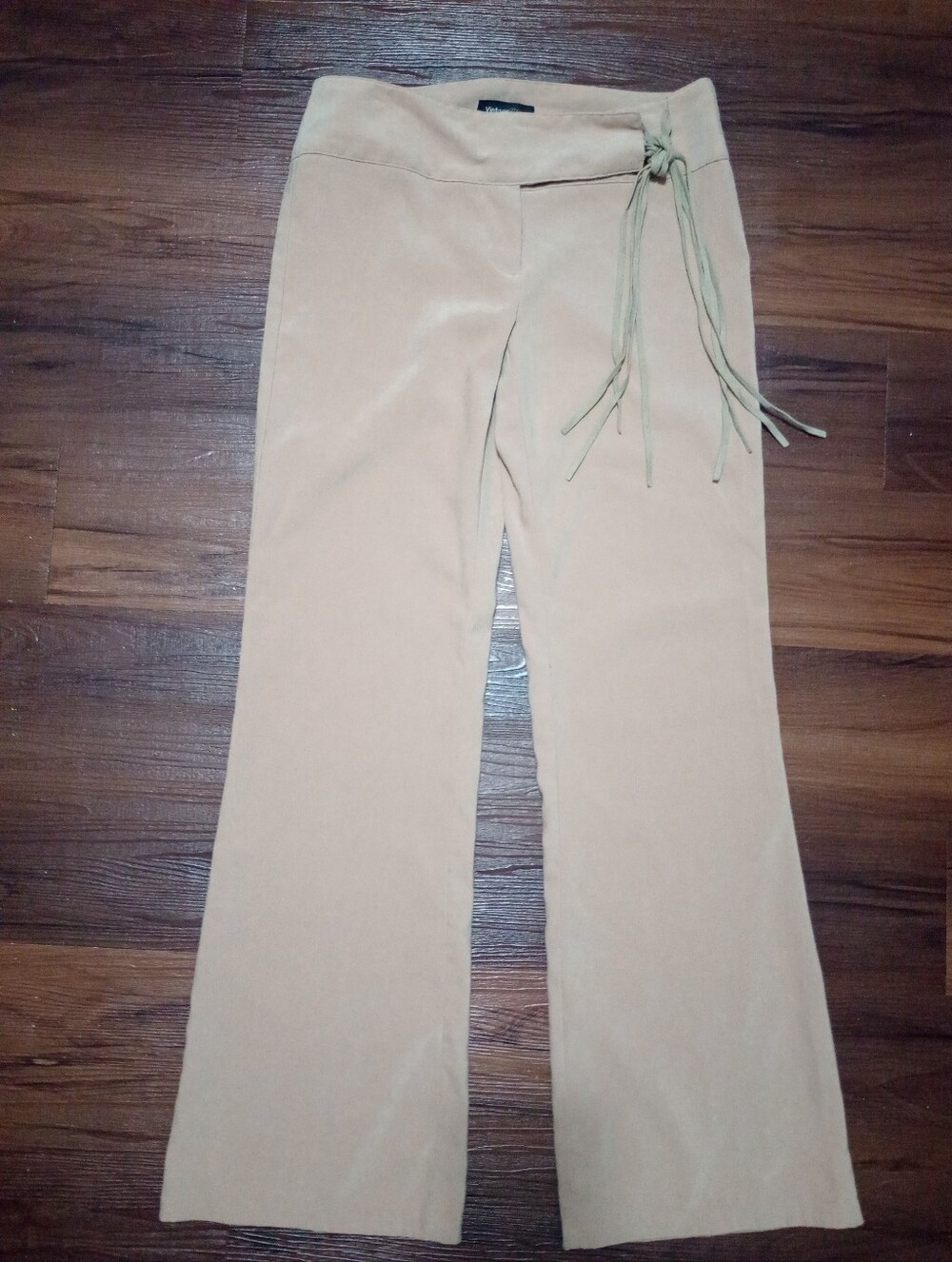 Vintage Blue 90s Y2K Low Rise Fringe Tie Flare Pants